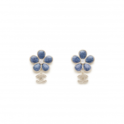 CHANEL 26C CC BLUE FLOWERS EARRINGS ABG744